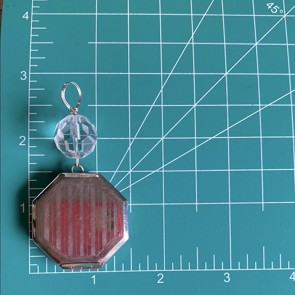 Silver Octagonal Locket with Crystal Charm
